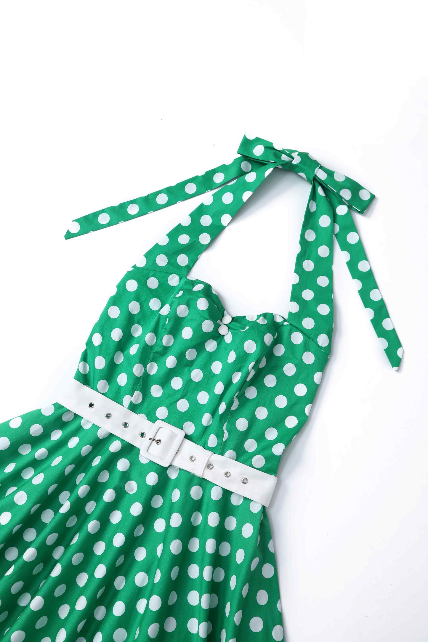 Daisy Green Polka Dot Halter Dress