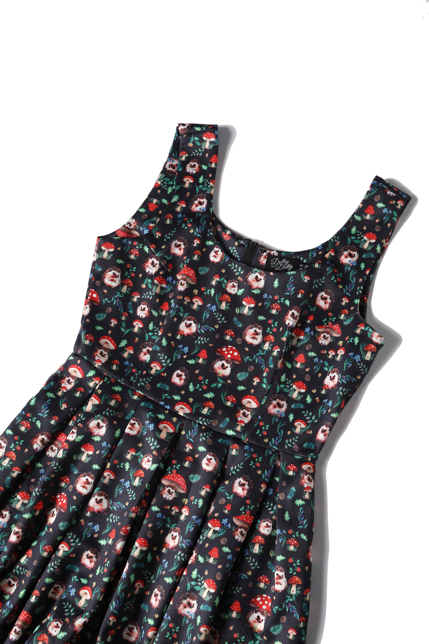Amanda Hedgehog & Mushroom Flared Dress