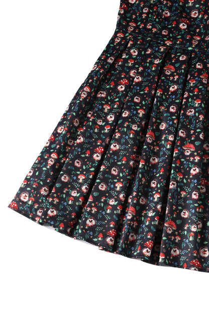 Amanda Hedgehog & Mushroom Flared Dress