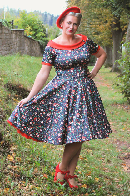 Darlene Hedgehog & Mushroom Roll Collar Dress