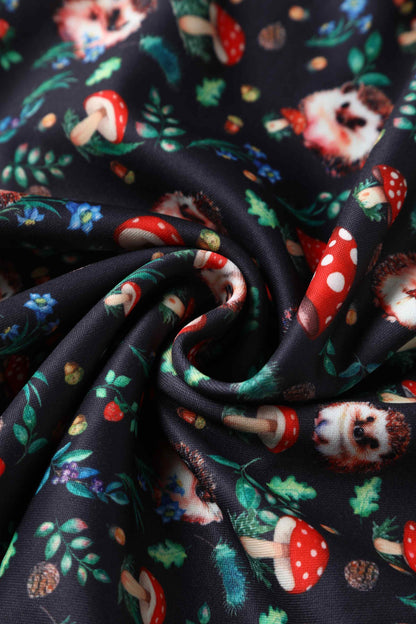 Darlene Hedgehog & Mushroom Roll Collar Dress
