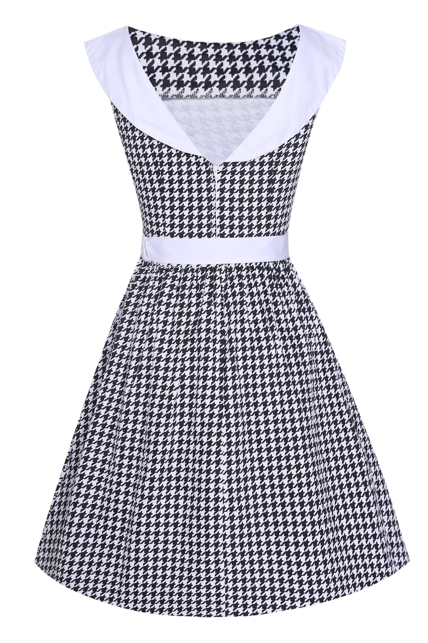 Cindy Houndstooth Roll Collar Dress