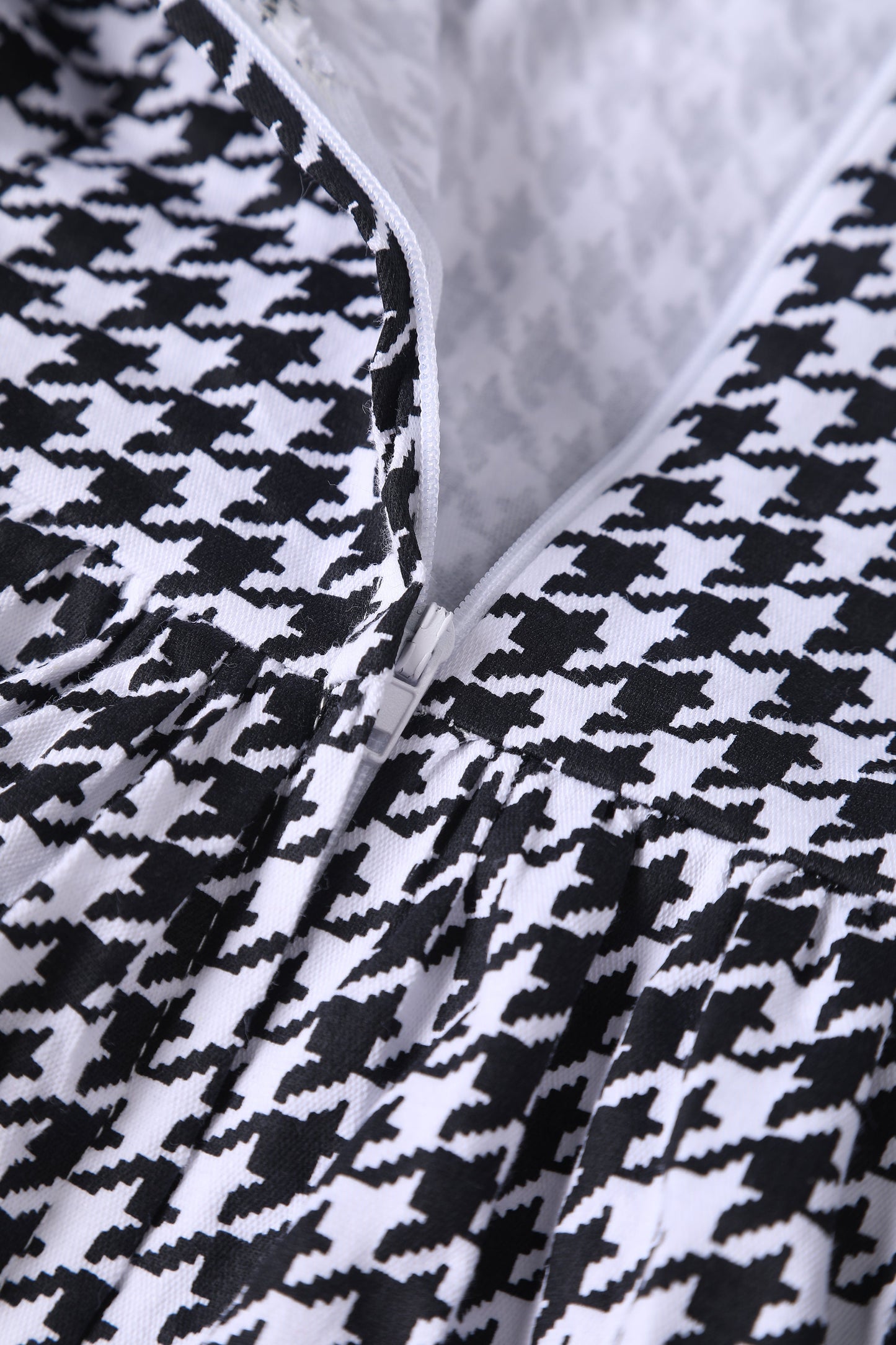 Cindy Houndstooth Roll Collar Dress