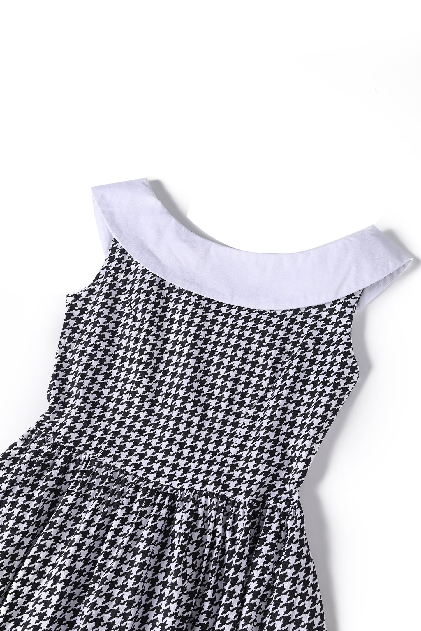 Cindy Houndstooth Roll Collar Dress