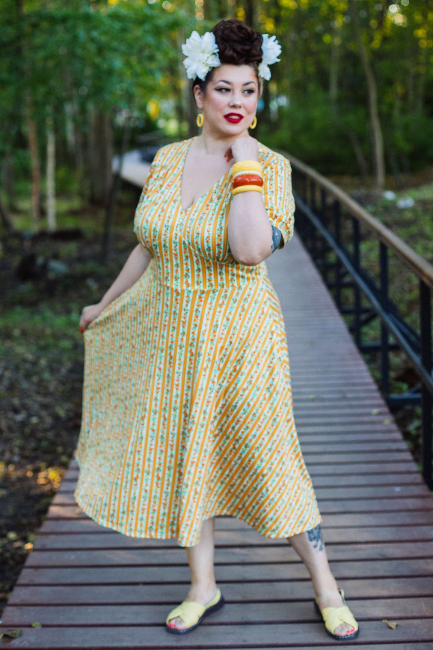 Julia Sicilian Orange Midi Dress