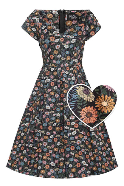 Lily Black Wildflower Off Shoulder Dress