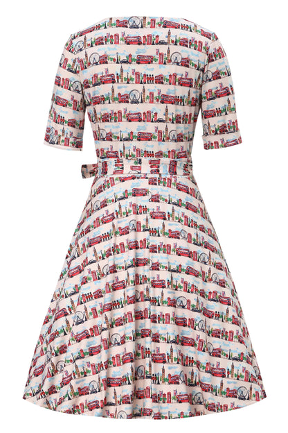Matilda London Print Wrap Dress in White/Red