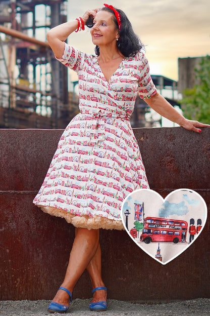 Matilda London Print Wrap Dress in White/Red