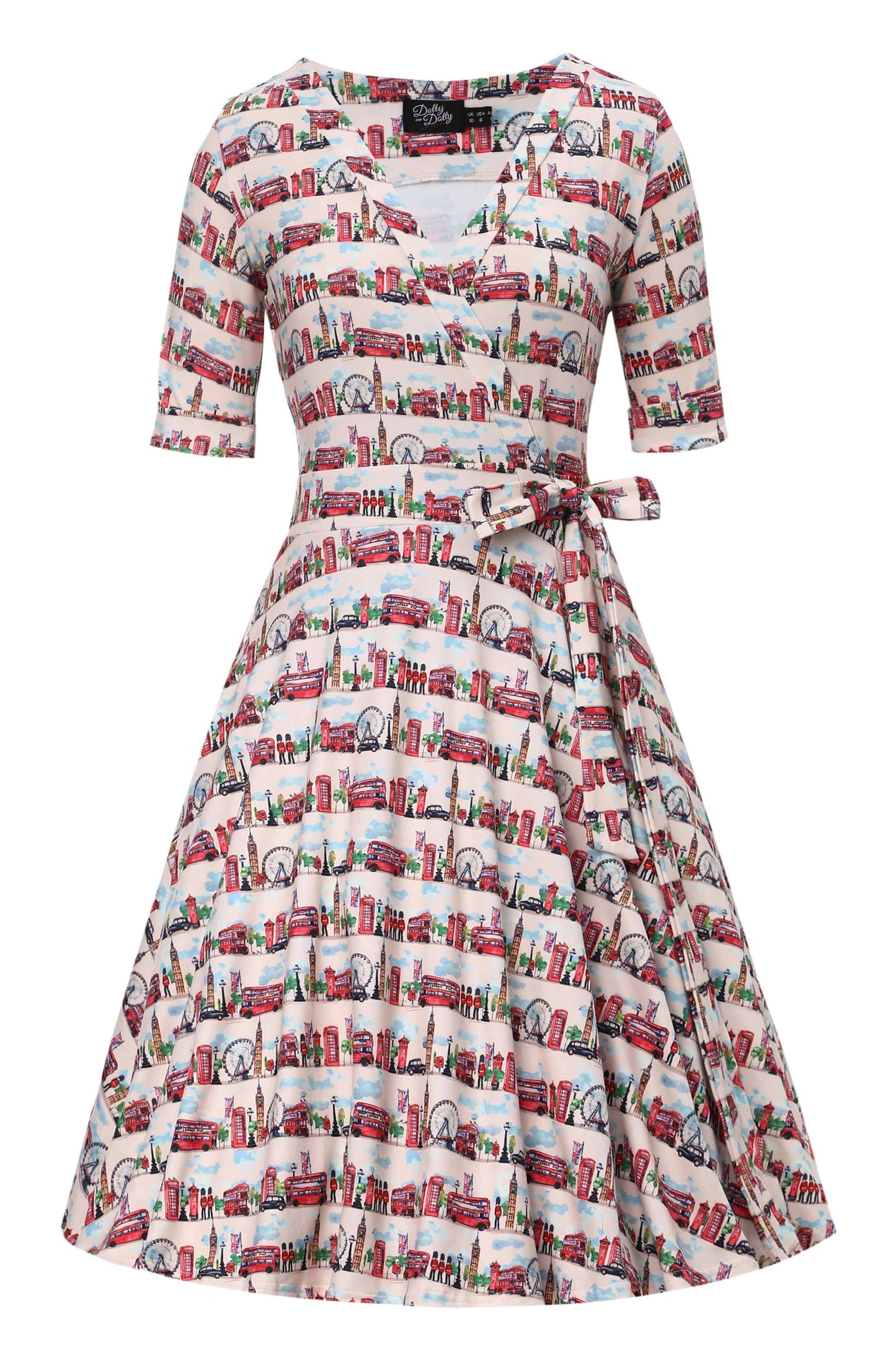 Matilda London Print Wrap Dress in White/Red