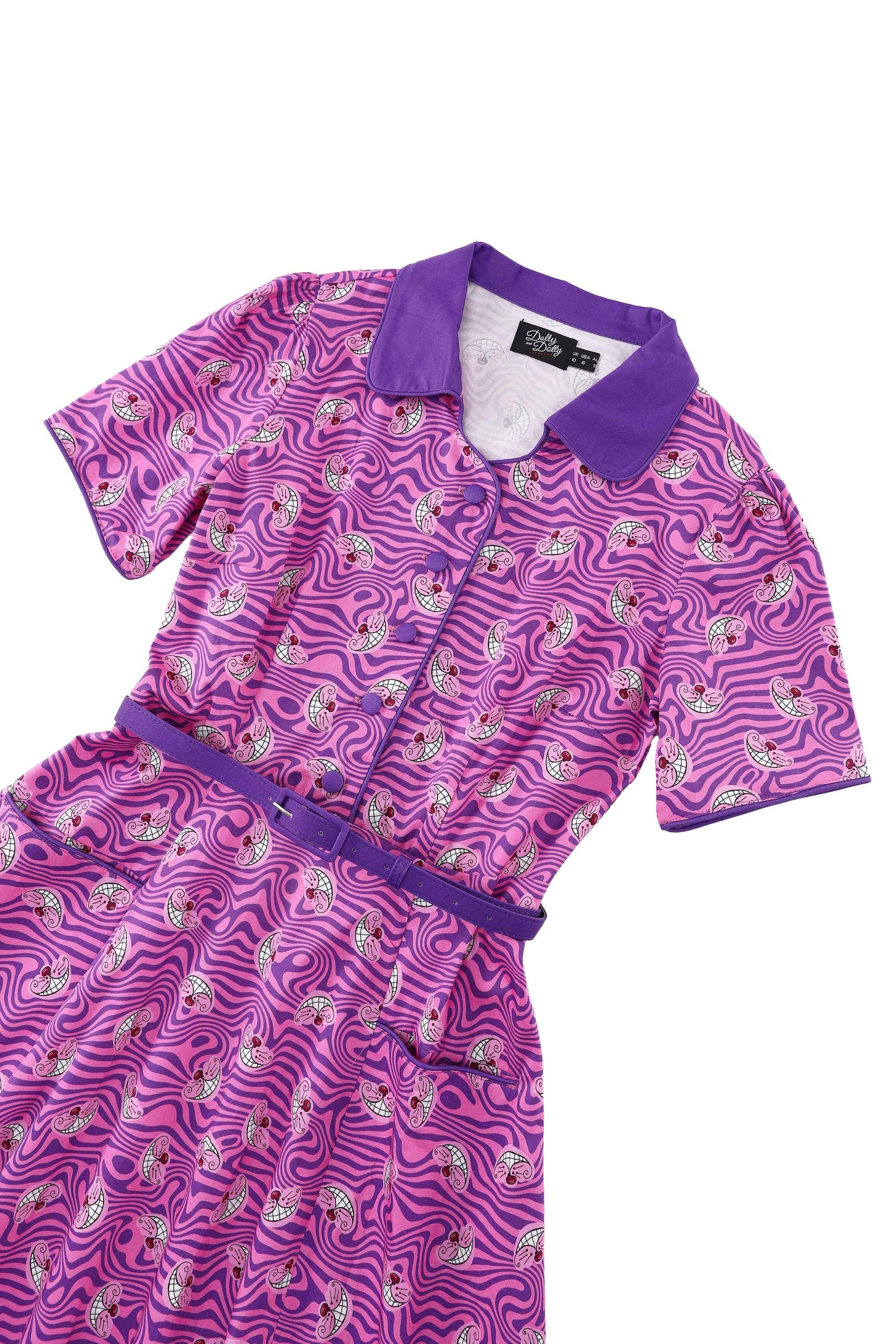 Mabel Cheshire Cat Smile Midi Shirt Dress
