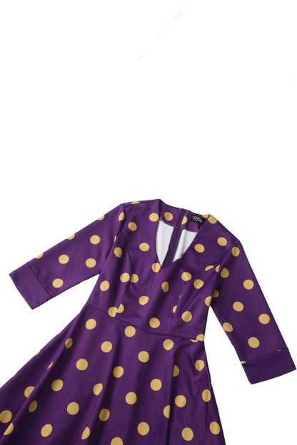Maria Purple Circle Dress With Polka Dots