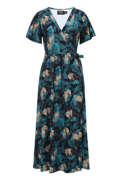Isla Maxi Wrap Dress In Cheetah Jungle Print