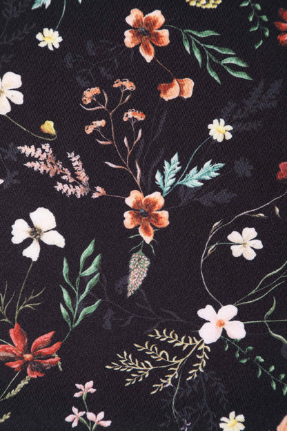 Lily Meadow Floral Black Off Shoulder Dress