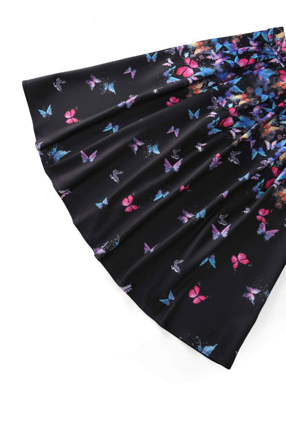 Aisley Midnight Butterfly Box Pleated Skirt
