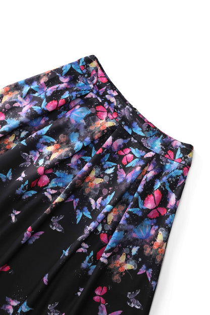 Aisley Midnight Butterfly Box Pleated Skirt