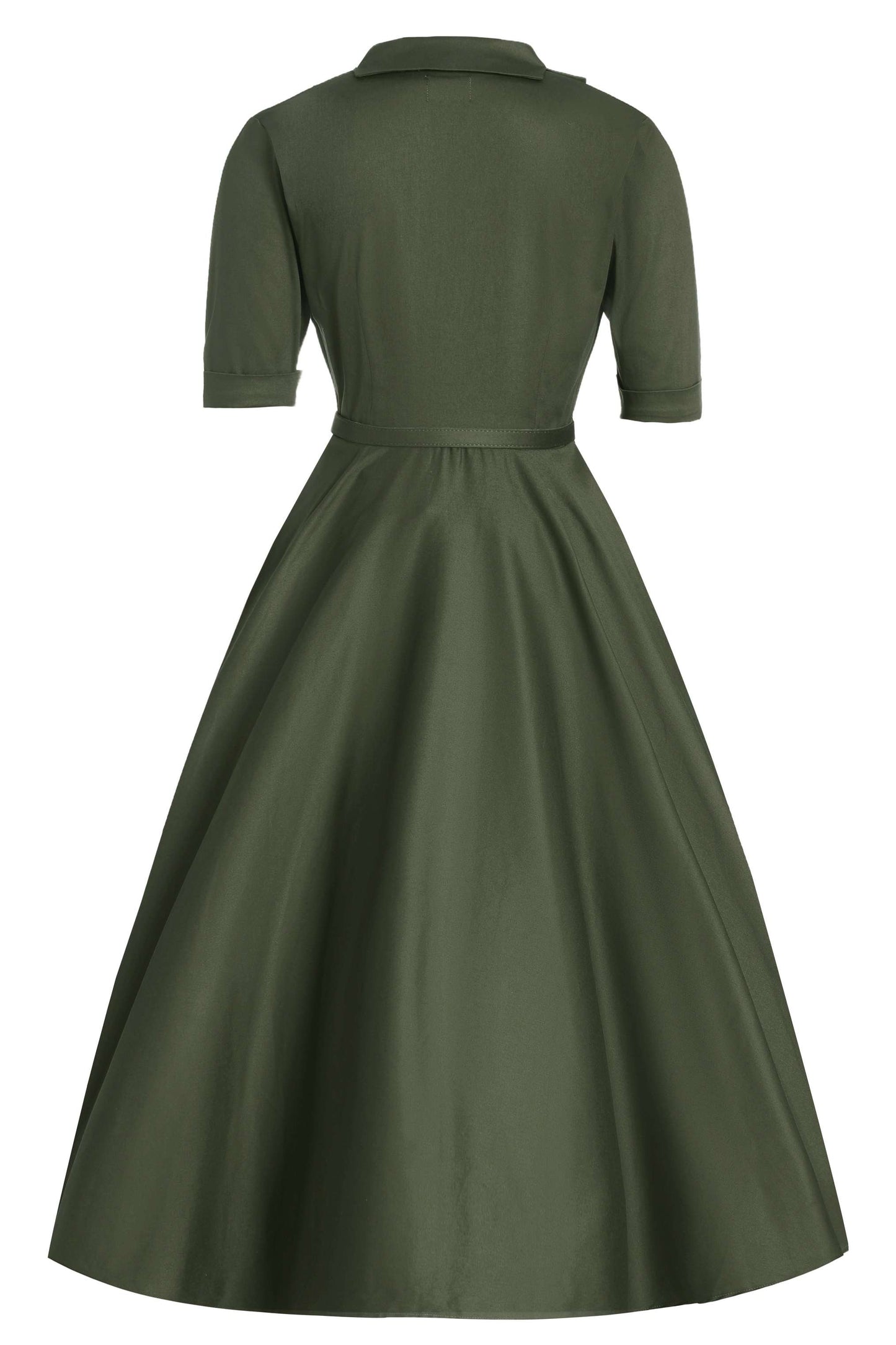 Mollie Army Green Full Circle Shirt Dress