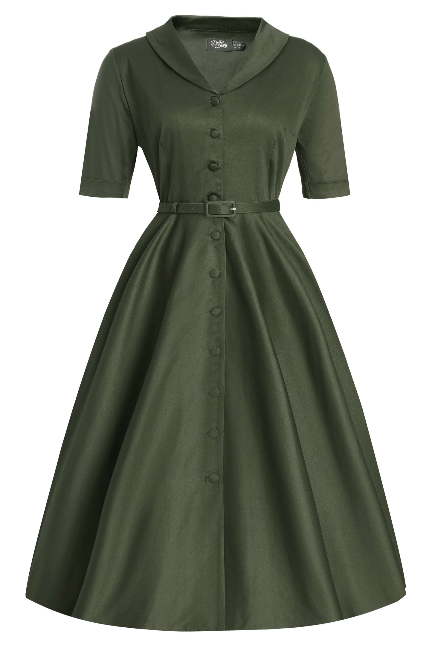 Mollie Army Green Full Circle Shirt Dress