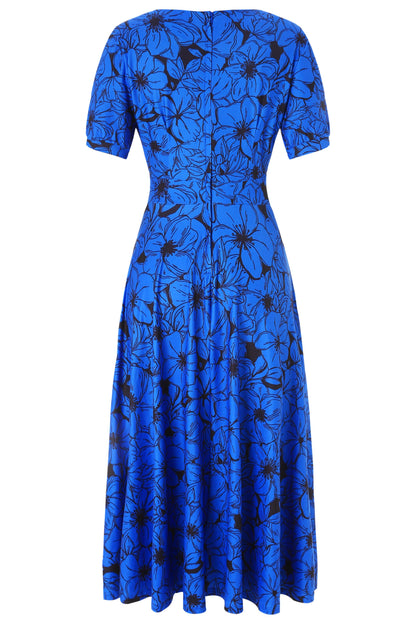 Julia Blue Floral Midi Dress
