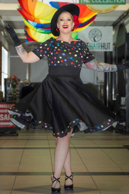 Darlene Multicolour Polka Dot Black Circle Dress