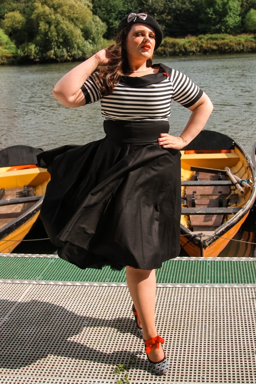 Darlene Nautical Black & White Striped Dress