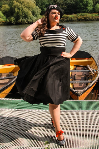 Darlene Nautical Black & White Striped Dress