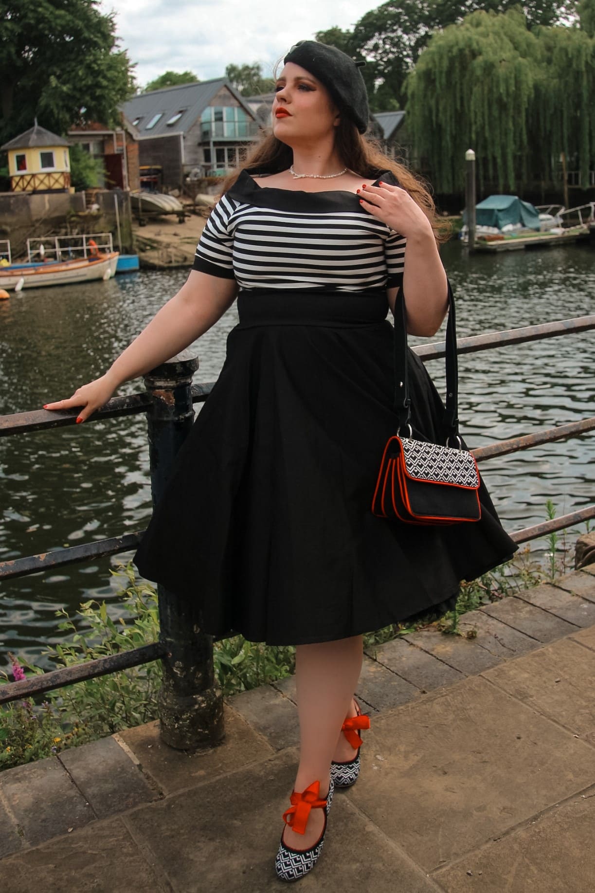 Darlene Nautical Black & White Striped Dress