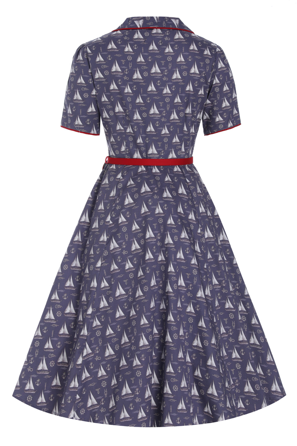 Penelope Nautical Sailboat Shirt Dress in Navy Blue