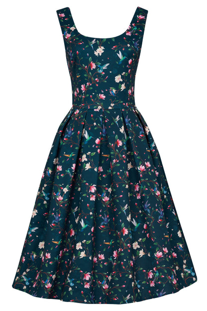 Amanda Navy Hummingbird Swing Dress