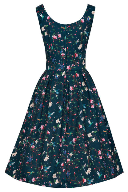 Amanda Navy Hummingbird Swing Dress