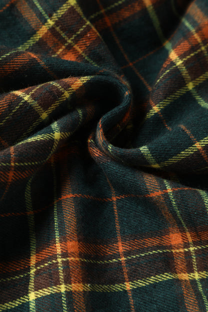 Lily Off Shoulder Green Tartan Check Circle Dress