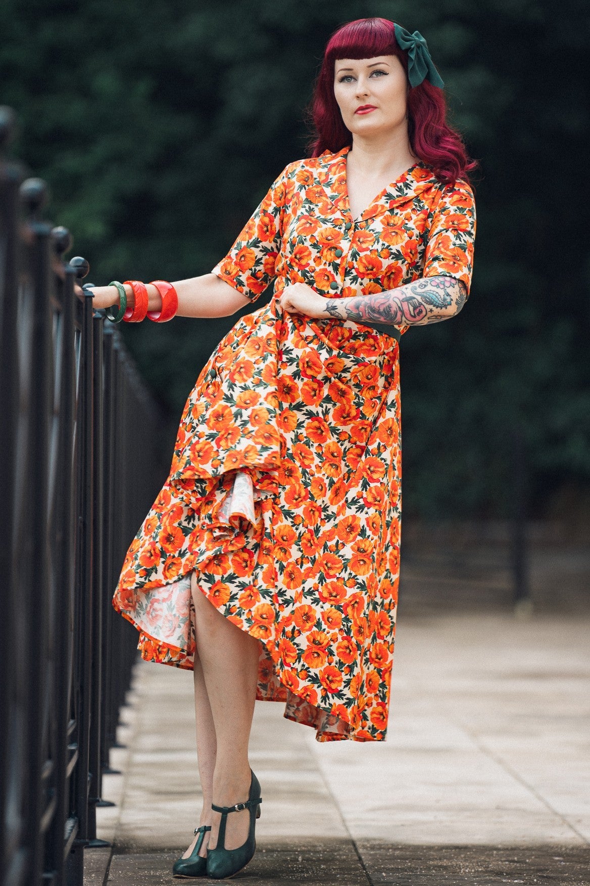 Mollie Orange Poppy Full Circle Shirt Dress