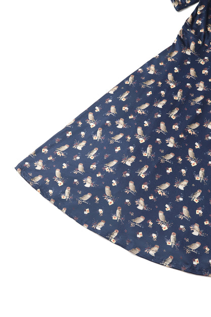 Matilda Oxford Blue Owl Wrap Dress