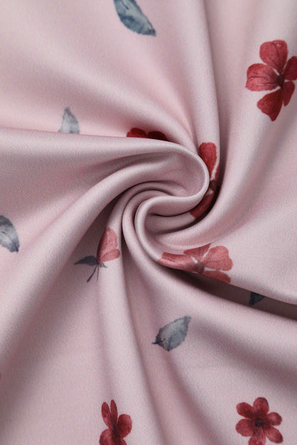 Beverly Pink Falling Flower Off Shoulder Dress