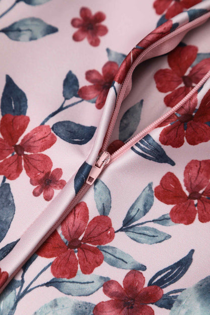 Beverly Pink Falling Flower Off Shoulder Dress