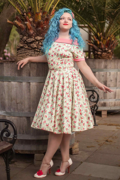 Darlene Pink Flamingo Off Shoulder Dress