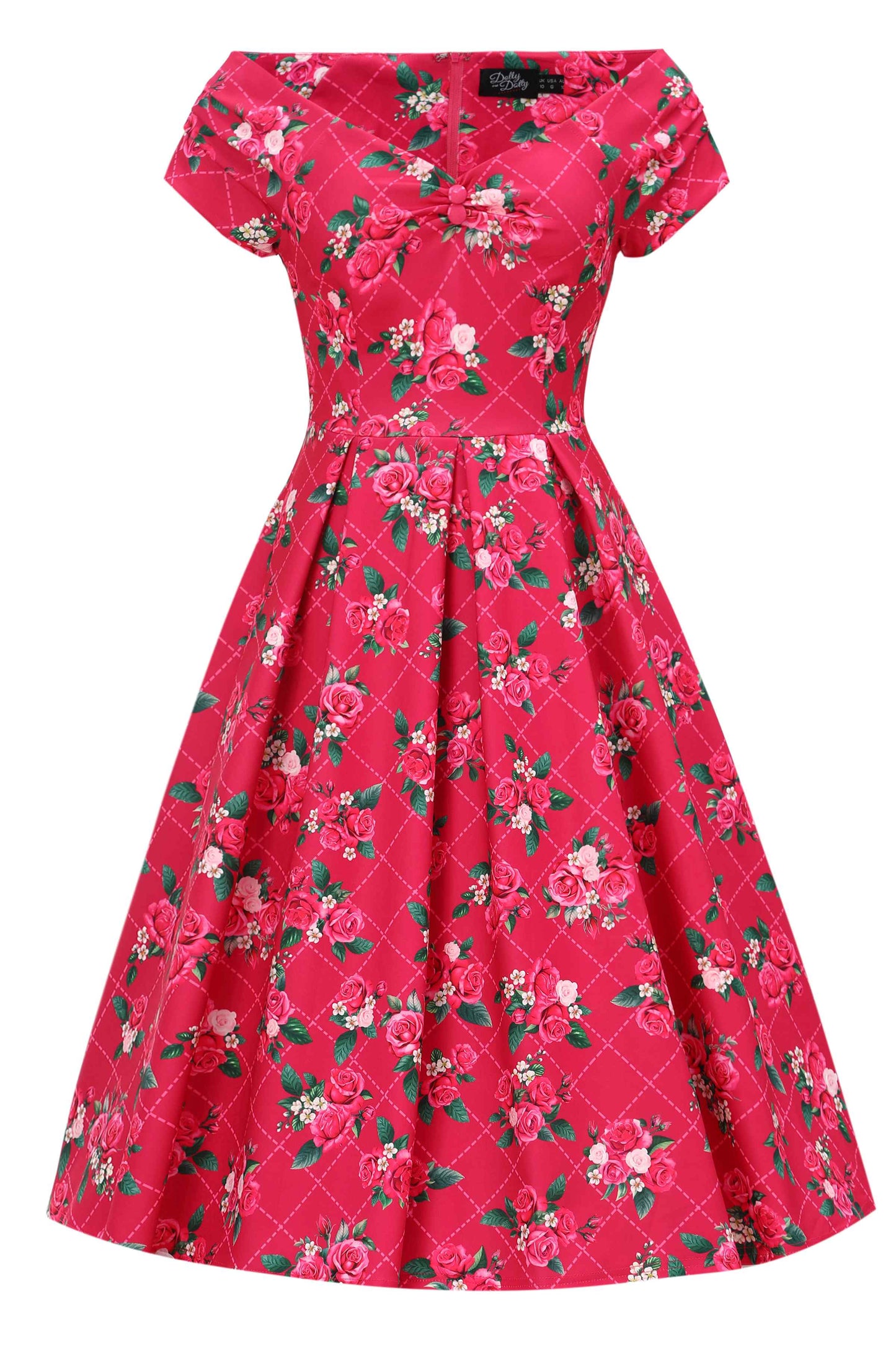 Lily Pink Floral Vine Off Shoulder Dress