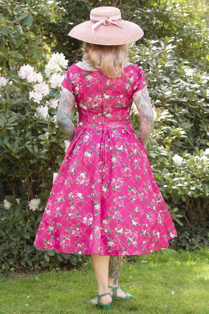 Lily Pink Floral Vine Off Shoulder Dress