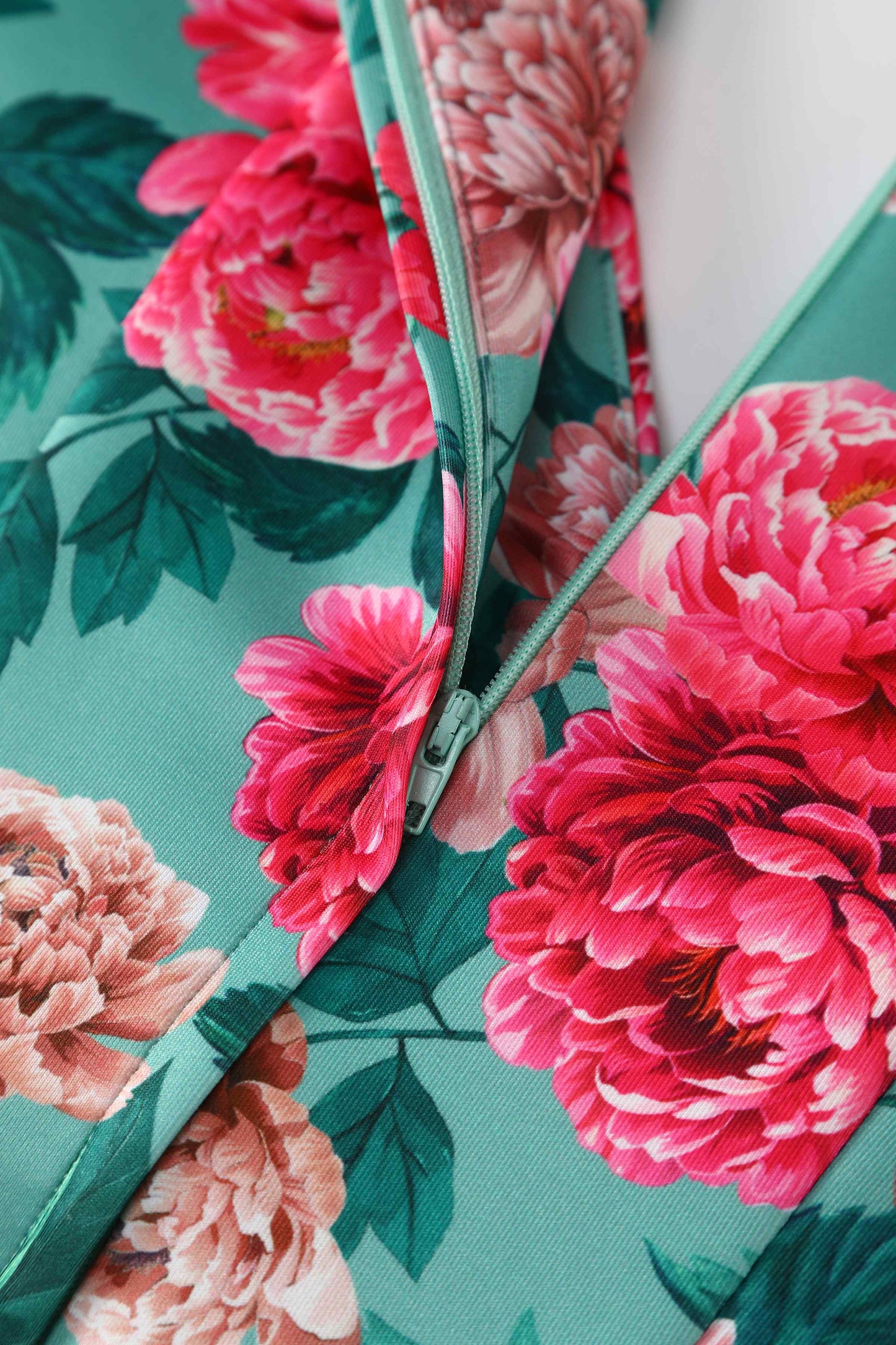 Lily Pink Peony Off Shoulder Dress In Mint Green
