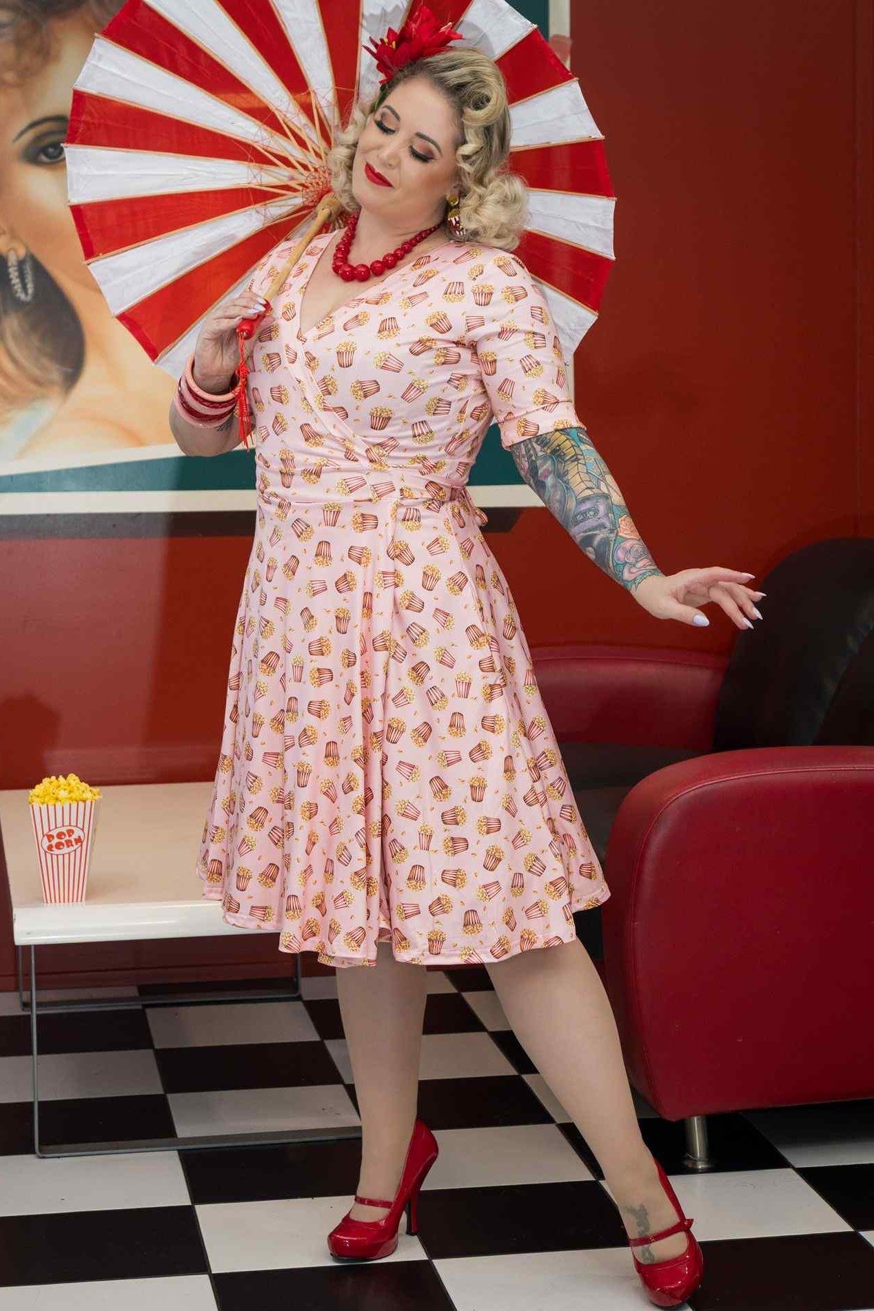 Matilda Popcorn Wrap Dress In Light Pink