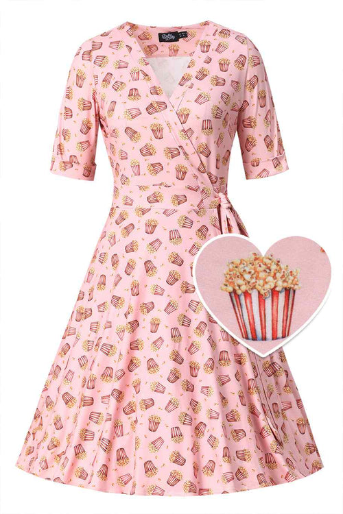 Matilda Popcorn Wrap Dress In Light Pink