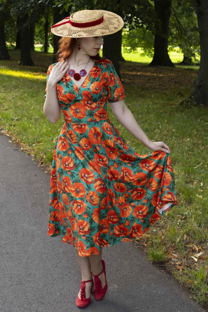 Julia Poppy Midi Dress In Teal