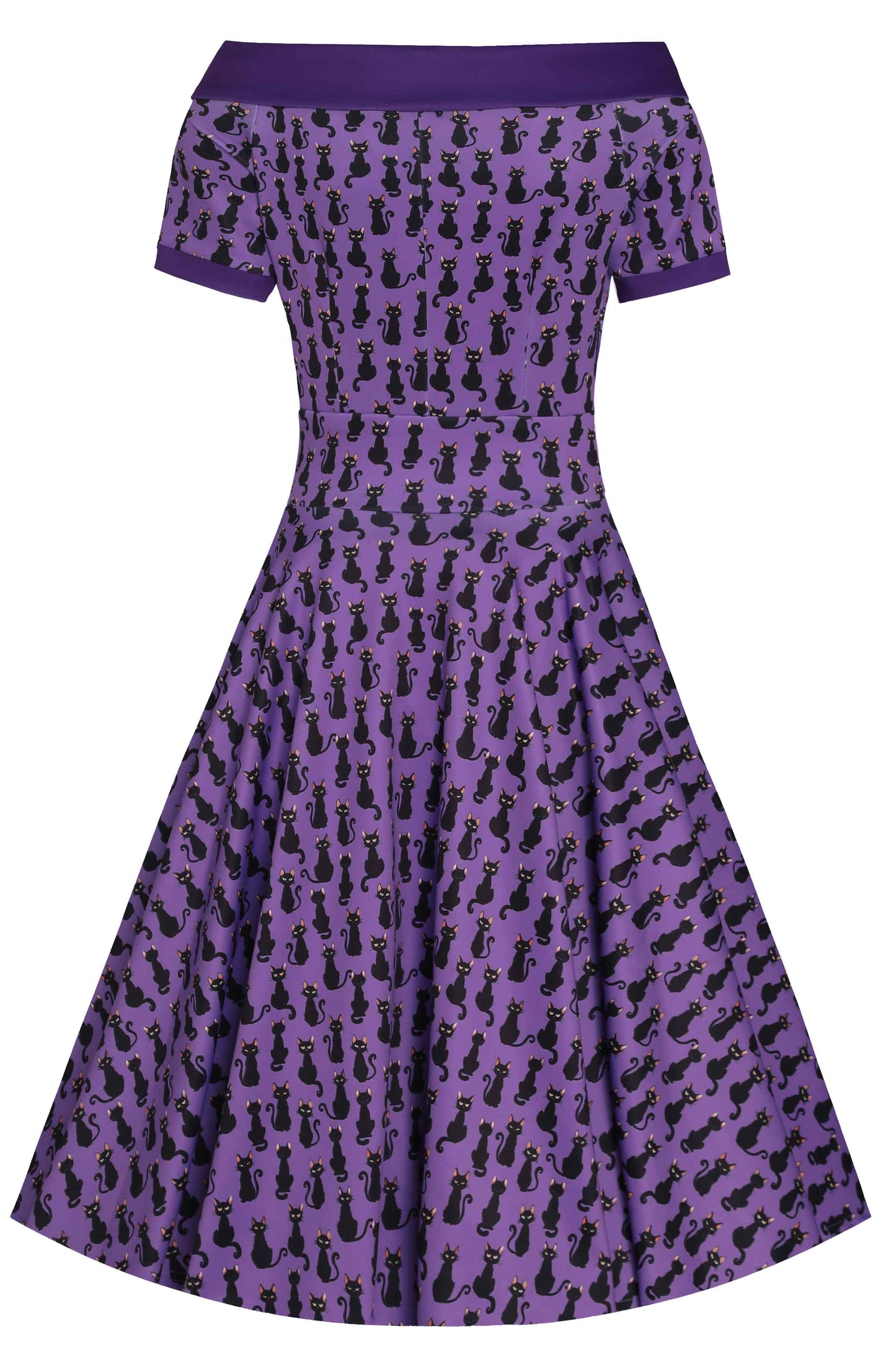 Darlene Purple Black Cat Swing Dress