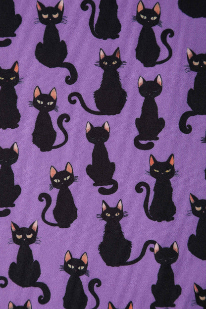 Darlene Purple Black Cat Swing Dress