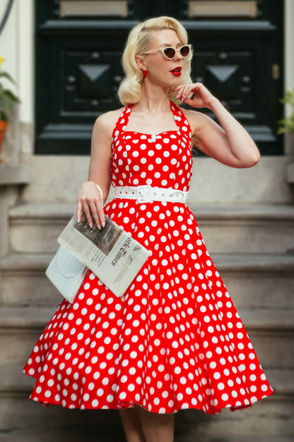 Daisy Red Polka Dot Halter Dress