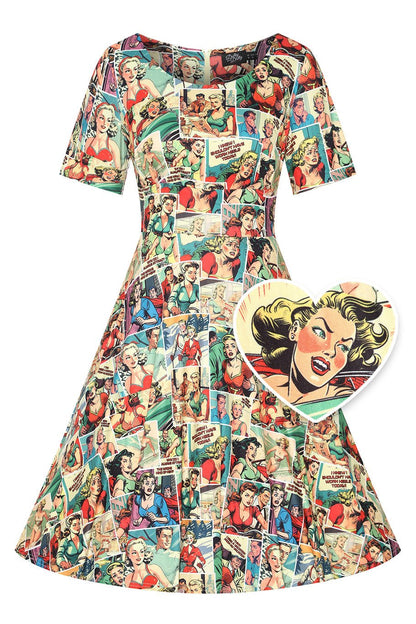 Brenda Retro Comic Book Print Dress