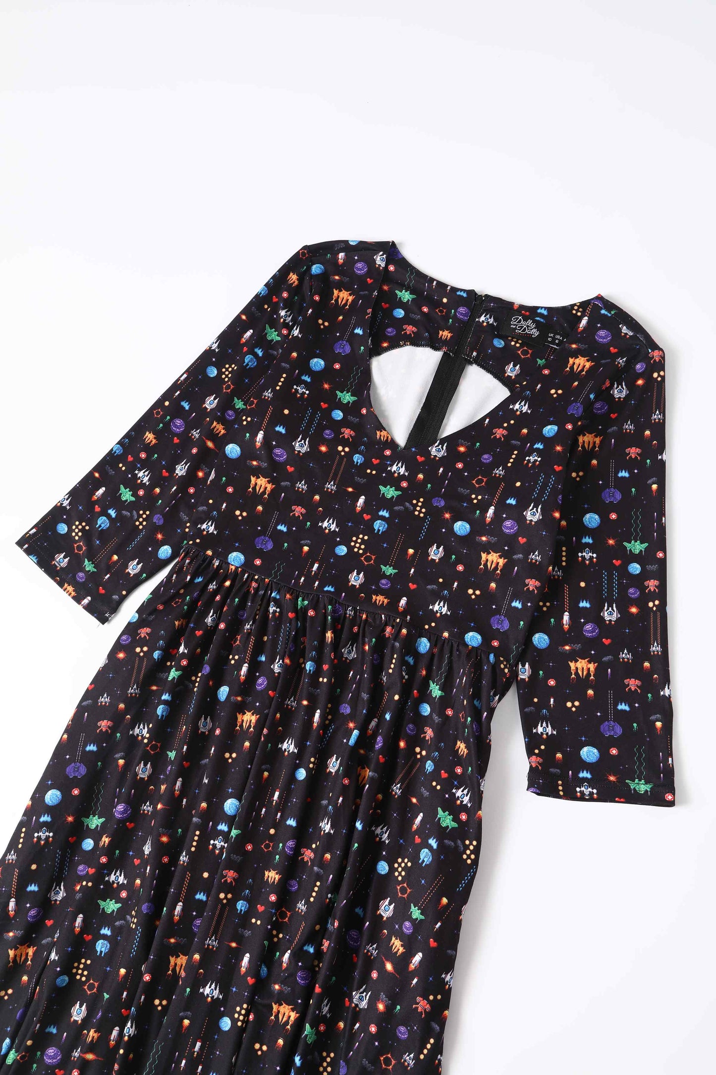 Billie Retro Game Print Dress In Black