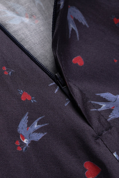 Penelope Navy Blue Swallow Shirt Dress