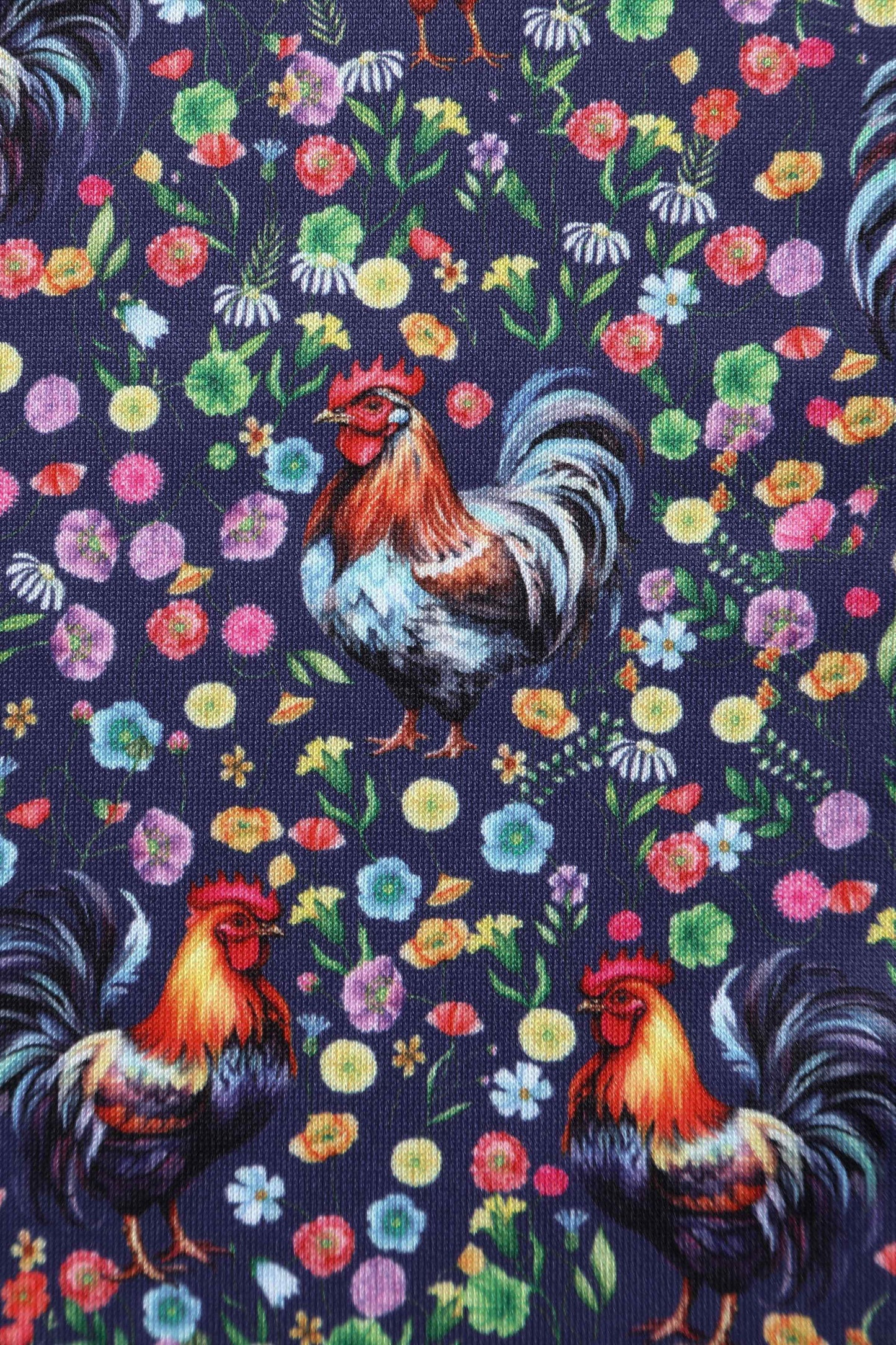 Amanda Flared Dress in Purple Floral Rooster Print