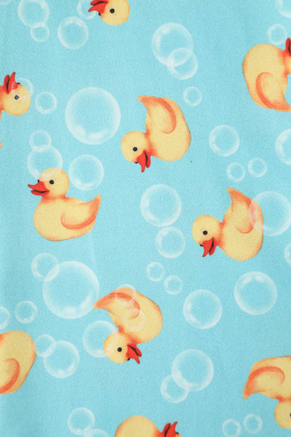 Palma Short Sleeved Tea Dress in Blue Rubber Duck Print