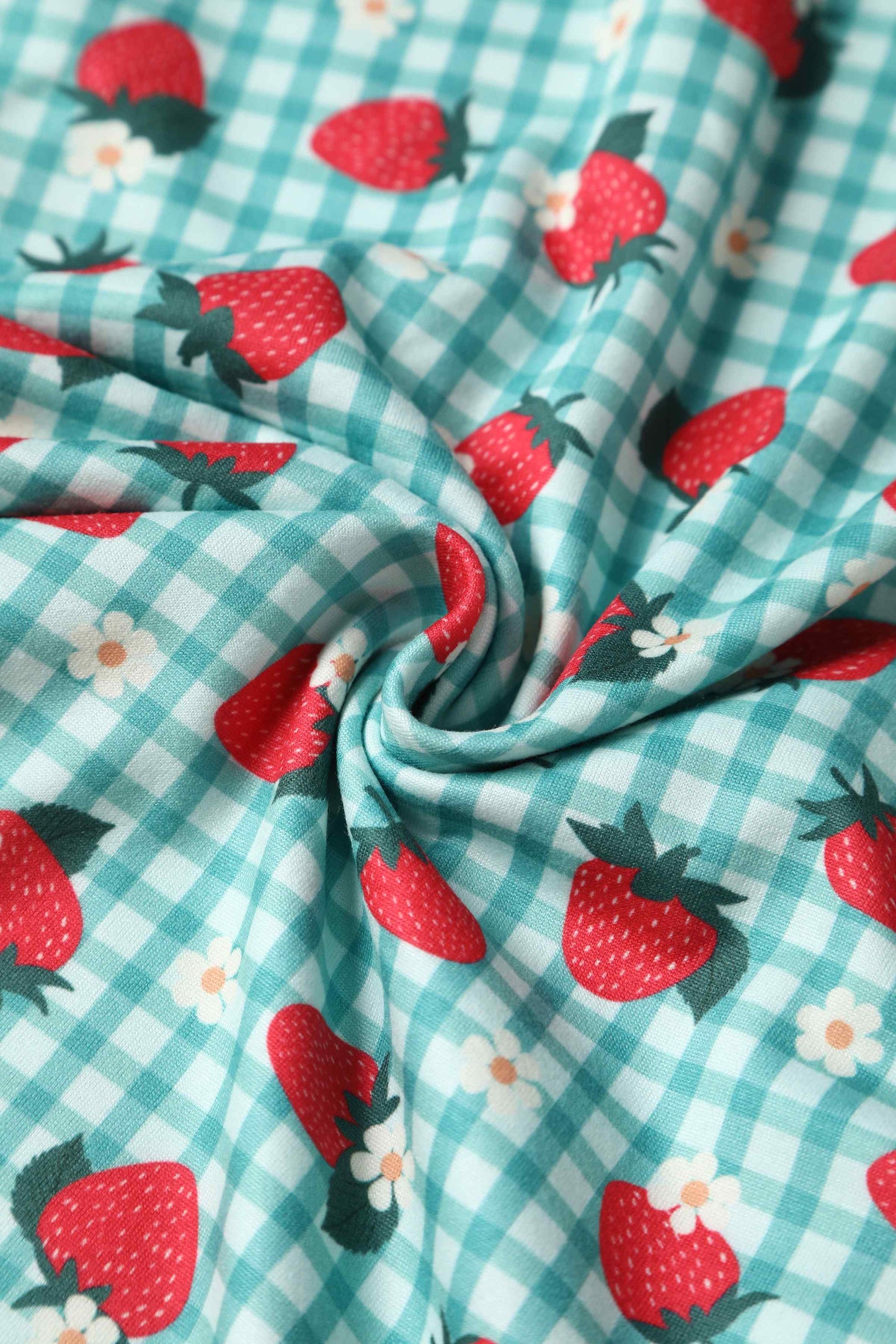 Julia Strawberry Midi Dress In Blue Gingham